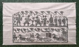 巨幅【二桃杀三士车马出行】拓片，拓心尺寸：158x96cm，年代不详，品相如图