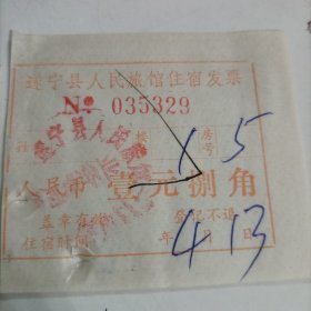 八十年代遂宁县人民旅馆住宿发票（壹元捌角）两张合售