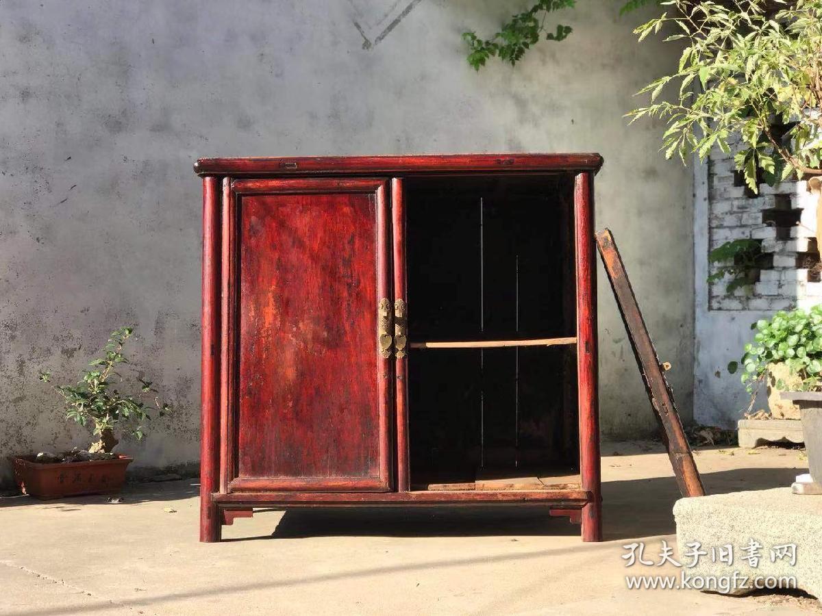 明式做工小书柜，可做茶柜或餐边柜，圆角圆帽，简约优雅，包老货