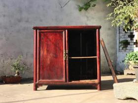 明式做工小书柜，可做茶柜或餐边柜，圆角圆帽，简约优雅，包老货