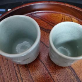 日本瓷器 高丽青瓷  夫妻茶杯