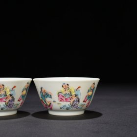 清雍正粉彩高士人物杯 4.5*9厘米