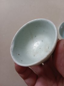 清末豆青碟 杯都有磕碰一起价格