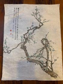 【铁牍精舍】【名家书画】【画2-32】民国胡虎臣梅花软片，45x34.5cm。胡文炳，生卒不详，字虎臣，金塔县户口坝（今三合乡永光村一队）人。清朝官员。早年就学于国子监，道光巳酉年（1849年）拔贡，同年中举。曾任湖南汇同县任知县。长年讲学于金塔、酒泉、玉门等县书院。著有《折狱龟鉴补》、《史学联珠》、《读史碎金》、《二百四十孝图》、《春秋类赋》、《楚南鸿爪》、《韵字同异辩》、《幼幼集》