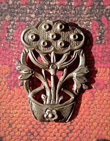 莲蓬荷花老银饰