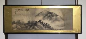 日本名家绘画：小室翠云《云烟萧寺图》横额（保真）