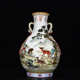 清乾隆珐琅彩福禄寿喜如意耳尊 
高40厘米  宽26厘米