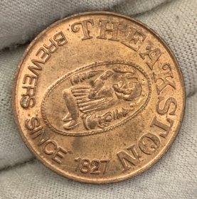 英国约克郡啤酒厂代币 始创于1827年 铜26mm 未流通 自然氧化