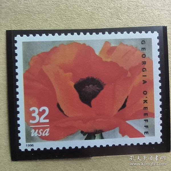 USA108美国邮票1996年女画家乔治亚·奥基夫名画.虞美人 新 1全 外国邮票