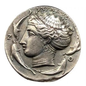 古希腊月亮女神狄安娜希腊阿尔忒弥斯硬币古币 24mm铜