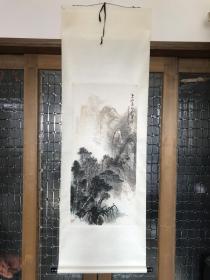 已故天津山水画家叶东旭87年4平尺山水立轴（保真）