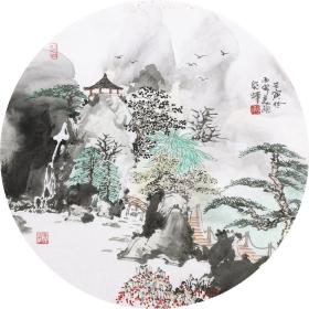 【作品保真，取自畫家本人】?雷曉輝    50*50*2
      生于陜西銅川，1996年畢業(yè)于西安美院附中，同年被保送西安美院國畫系，2000年畢業(yè)留校任教，師從中國國家畫院院長楊曉陽先生，2012年獲碩士學位?，F為西安美術學院藝術教育學院院長，西安美術學院學位委員會委員，中國美術家協(xié)會會員，西安青聯(lián)委員。