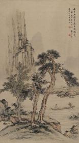 高清复制名家字画  黄君壁 扁舟山水 59x106cm