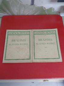 BRAHMS KLAVIER WERKE 老音乐曲谱：布拉姆斯钢琴全集 第一 二集 【2本合售，外文见图】
