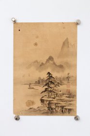 古画 山水 小品 全本尺寸：14*20.2cm，尺寸较小。 装裱：纸本托片 整体古旧，非全新有历年痕迹、褶皱、磨损、破损、修复、泛黄等痕迹。 7685