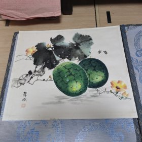 回流，落款：锦禄《西瓜》，尺寸46*54，名家手绘精品