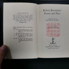 【英文原版书】「Everyman's Library No.41、42、502、964」Robert Browning's Poems and Plays（「人人文库第41、42、502、964号」《罗伯特·白朗宁的诗歌与戏剧》）