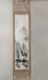 海外回流老画一幅，惠兰《水色山光引与长》131*34cm，原装裱立轴。