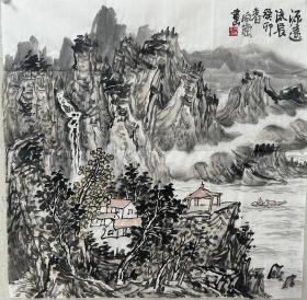 【保真字画，得自画家本人】刘向岗， 68X68cm！
一九六三年八月出生。国家一级美术师，中国美术家协会内蒙古分会会员，呼伦贝尔市美术家协会副主席，呼伦贝尔市检查官文联艺术顾问，