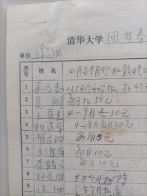 清华大学体育组国库券表：苏应惠、夏翔、王英龙、杨道崇、翟家钧、王维屏、李鹤云、孙建国、汪泗、冯莲丽、吴钧岑、周玉英签名