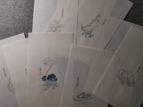 老笺：库存老奇石湖石信笺：老木版水印笺：萝轩变古笺中的选石笺。十二张一套全。净皮宣纸。