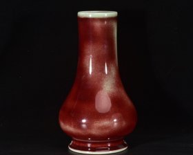 大清乾隆年制窑变霁青霁红釉贯耳尊瓶 高21.1径11.1厘米1