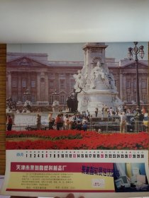 1986年老挂历.世界城市风光风景.天津动力机厂.天津市聚氨酯塑料制品厂.天津市化学试剂二厂.天津市汽车装具厂.广告画.品佳.