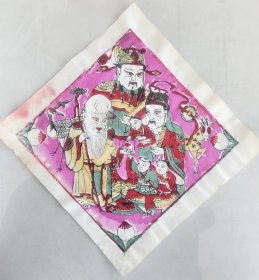 七八十年代老木版年画版画*福禄寿三星