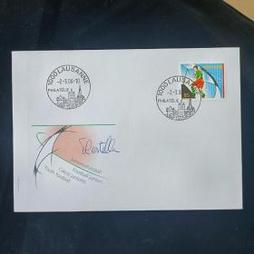 Fr07外国信封瑞士邮票2006年欧洲足球锦标赛 首日封 1全 正面有蓝色笔迹 如图