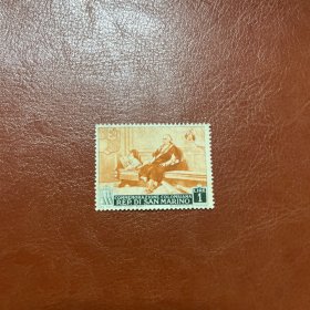 1952年圣马力诺发行邮票1枚 克里斯托弗·哥伦布诞辰 500 周年 哥伦布在萨拉曼卡会议上