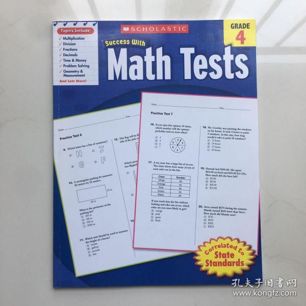 Scholastic Success with Math Tests: Grade 4