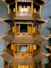 清代黄花梨雕填玲珑塔古董明清木器
