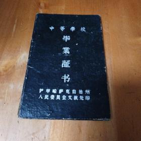 伊犁哈萨克自治州中等学校毕业证书(1964年)