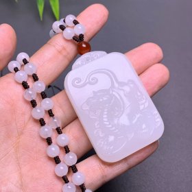 送证书天然玉石貔貅吊坠男款貔貅牌平安护身符玉佩送老公礼物方解石玉