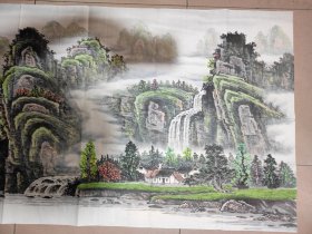 画家 刘磊 小六尺山水《福地雅居》178x68厘米 字画为宣纸水墨纯手绘，因为后期还需要装裱才能悬挂，画芯折叠装信封发货 惠民价
