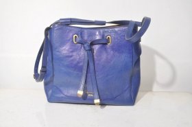 小众品牌韩国产滨波（BEANPOLE）蓝色牛皮飘带女士挎包一个便宜出