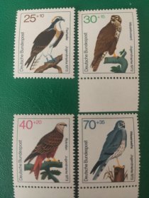 德国邮票 西德1973年 猛禽 4全新