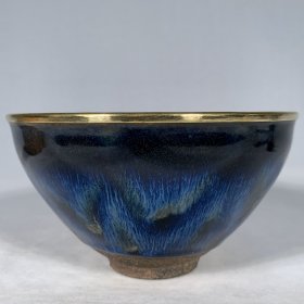 宋建窑包口窑变天目盏，高7直径13cm，