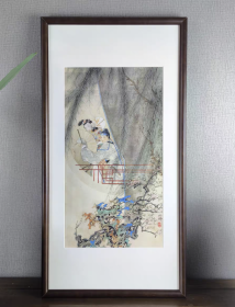 艺术微喷，胡也佛 春思 镜框48x93厘米茶室书房挂画 已装裱实物拍，（画芯）