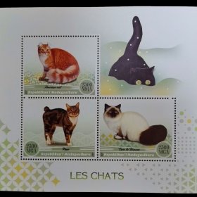 马达加斯加2017年 动物宠物猫邮票小全张M全新
