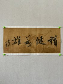 夏奇星，1957年生，号且过堂主，国家二级美术师。中国书法家协会行书专业委员会委员、湖北省书法家协会副主席。 2000年至2018年夏，担任黄石市书法家协会主席，现为黄石市书法家协会名誉主席。获中国书协第二届“德艺双馨”会员、湖北省第五届“文艺明星”称号。 多次出任中国书协主办的展览（赛）评委。书法作品入选全国第四届书法篆刻展… 《积健为雄》，保真，34x68cm，宣纸，未裱。d2315。