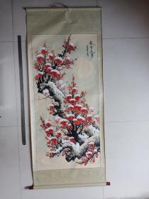 手绘国画：梅花立轴（傲雪迎春）