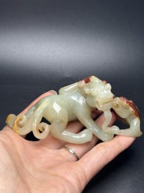 精品和田玉瑞兽携子上朝望子成龙