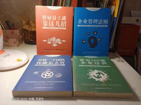 成功*励志*经营
四本同出，都是崭新的都不缺页没看过，其中"给你一个团队你能怎么管"塑料膜撕了，其余三本塑料膜完好，每本原定价39.8元，没工夫看，处理掉。28元包邮