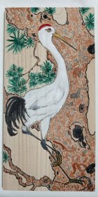 实木板绘画工艺品《鹤》