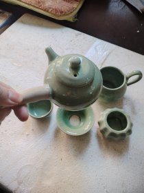 开片冰裂纹青瓷功夫茶具五件套，品好如图，特价处理