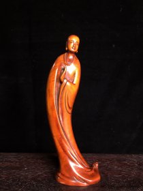 黄杨木手工雕刻摆件，高17.8厘米，宽5.7厘米，重110克
