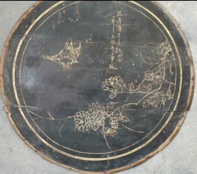 金漆黑底花鸟画板