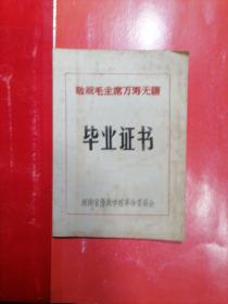 湖南省滑翔学校毕业证书／1969年