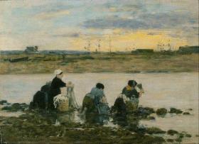 艺术微喷Eugène_Boudin_-_Washerwomen_by_the_River50x36厘米